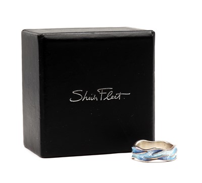 Lot 63 - A silver enamel 'Sea Motion' ring, by Sheila Fleet