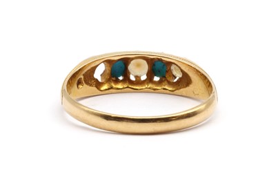 Lot 19 - A Victorian 18ct gold split pearl and turquoise ring