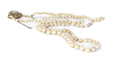 Lot 33 - A single row graduated cultured pearl necklace