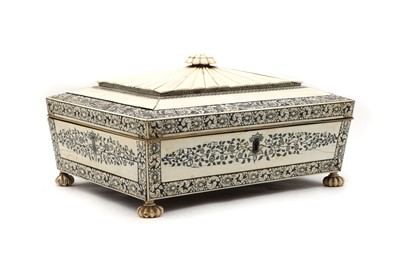 Lot 306 - An Anglo Indian ivory sewing box