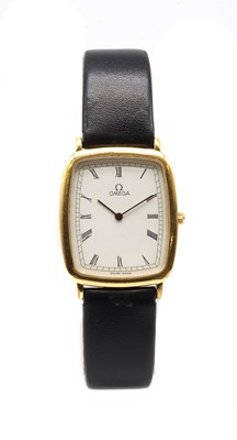 Lot 292 - A gold plated Omega 'De Ville' quartz strap watch