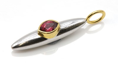 Lot 279 - A two colour gold single stone red spinel pendant, by Astral Gemstone Talismans