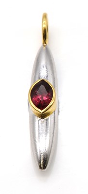 Lot 279 - A two colour gold single stone red spinel pendant, by Astral Gemstone Talismans