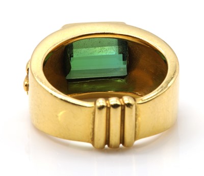 Lot 286 - A gold single stone green tourmaline ring, by Astral Gemstone Talismans
