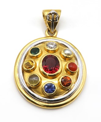 Lot 280 - A gold Navaratna pendant, by Astral Gemstone Talismans
