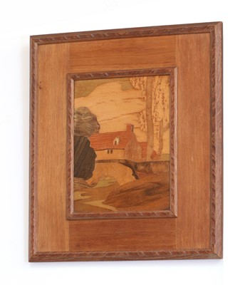 Lot 193 - A Rowley Gallery 'Red Roofs' inlaid panel