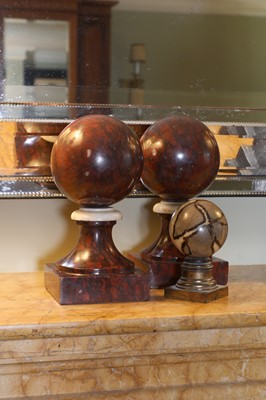 Lot 21 - A pair of Rouge Griotte marble balls