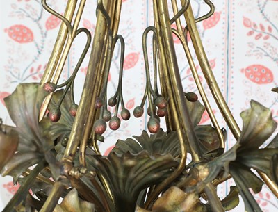Lot 186 - An Art Nouveau brass and gilt metal gasolier