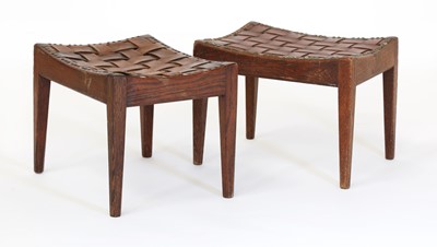 Lot 68 - Two Arts and Crafts oak stools
