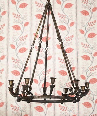 Lot 22 - An Empire bronze ten-branch chandelier
