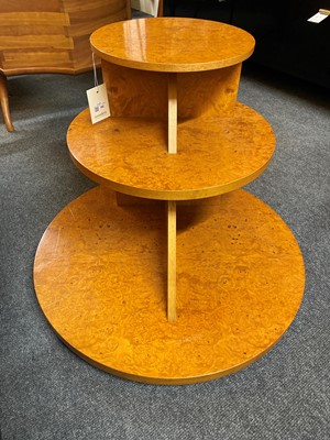 Lot 192 - A burr maple and ash three-tier table