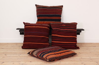 Lot 38 - Four large flatweave upholstered cushions