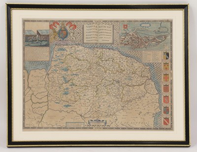 Lot 51 - JOHN SPEED: A map of Norfolk.