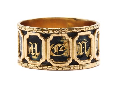 Lot 3 - A gold enamel memorial ring