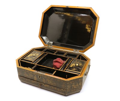 Lot 92 - A Chinese lacquer workbox
