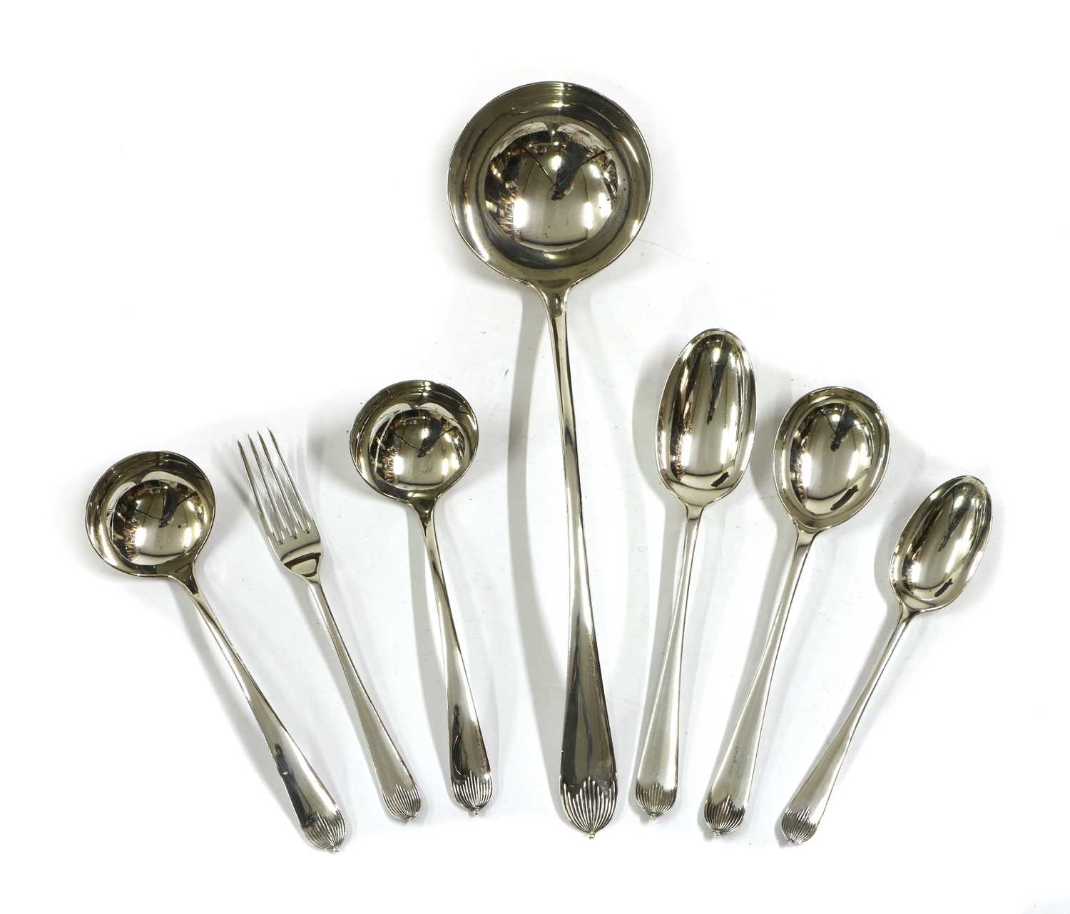 Lot 5 - A canteen of silver flatware for twelve place settings