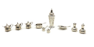 Lot 48 - A collection of silver condiment items