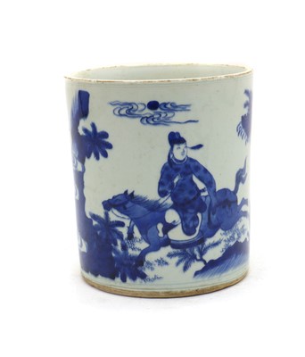 Lot 108 - A Chinese blue and white porcelain brush pot or bitong