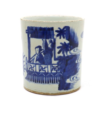 Lot 108 - A Chinese blue and white porcelain brush pot or bitong