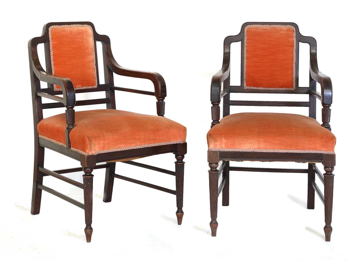 Lot 22 - A pair of mahogany library chairs