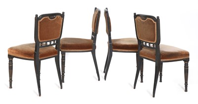 Lot 7 - A set of four Aesthetic ebonised chairs