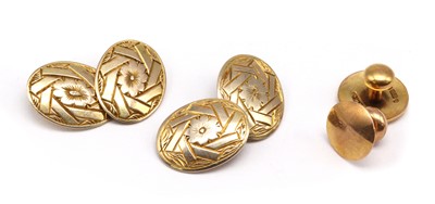 Lot 278 - A pair of gold oval cufflinks