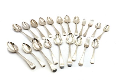 Lot 1 - A collection of George III and later Old English pattern silver flatware