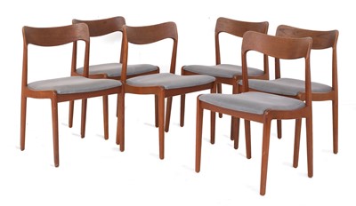 Lot 525 - A set of six Danish teak dining chairs