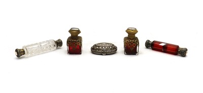 Lot 20 - A pair of Continental ruby glass scent bottles