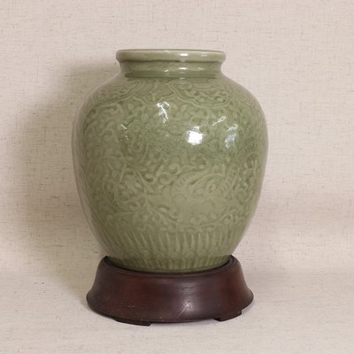 Lot 48 - A Chinese celadon jar