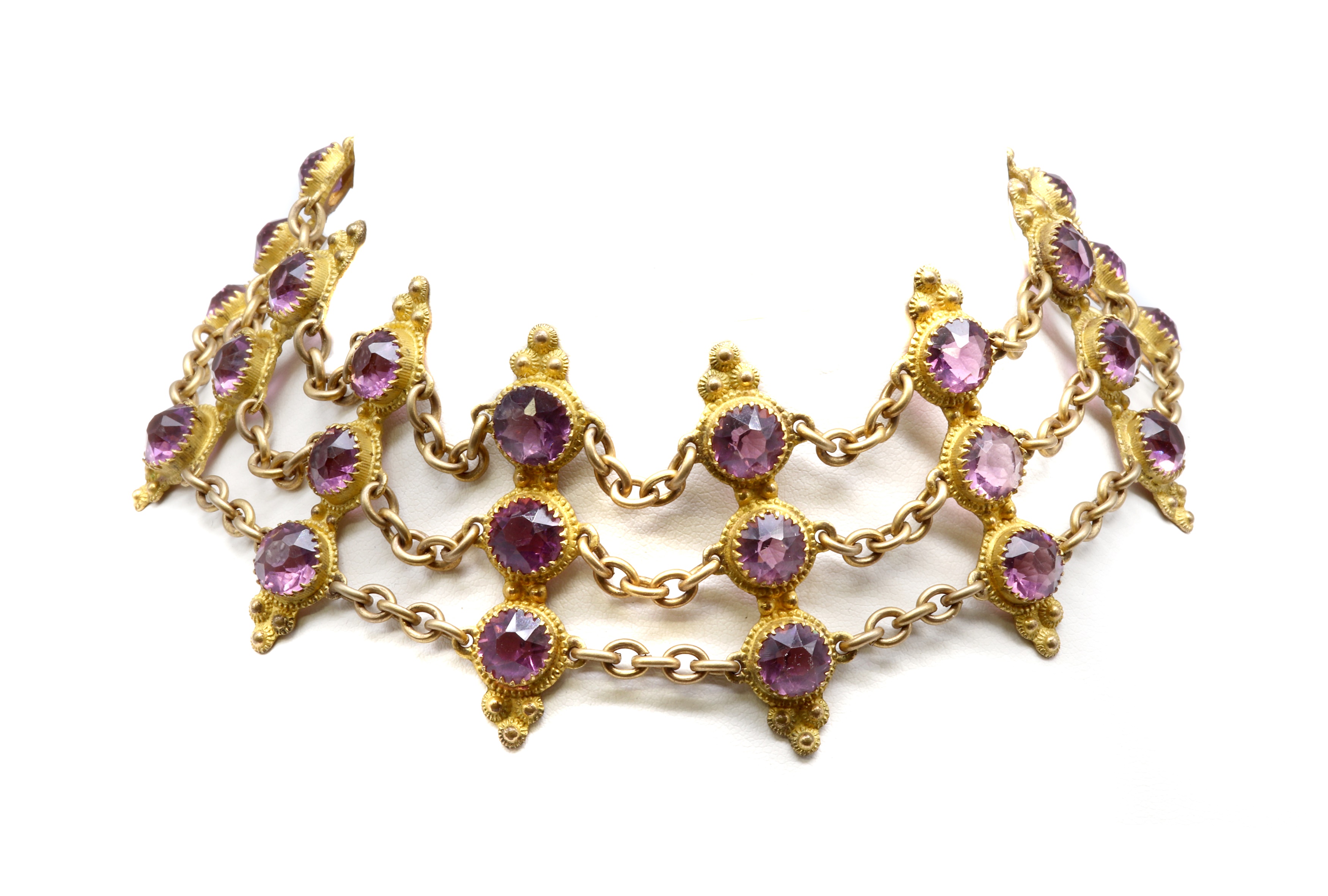 Lot 43 A Gilt Metal Paste Set Three Row Choker lot-43-a-gilt-metal-paste-set-three-row-choker