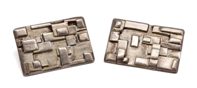 Lot 332 - A pair of large sterling silver cufflinks, c. 1970