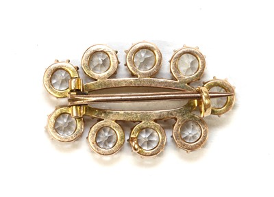 Lot 35 - A late 19th century gold moonstone and rock crystal quartz cluster brooch