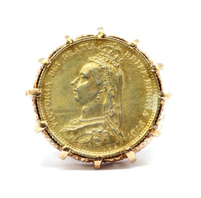 Lot 283 - A 9ct gold coin ring