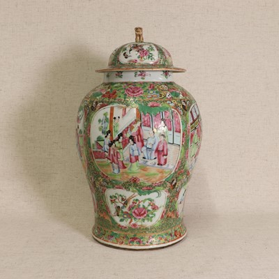 Lot 45 - A Chinese Canton enamelled famille rose vase and cover