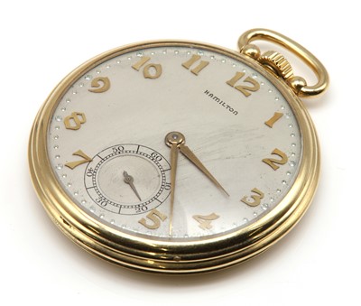 Lot 559 - An American Art Deco Hamilton gold open faced pocket watch
