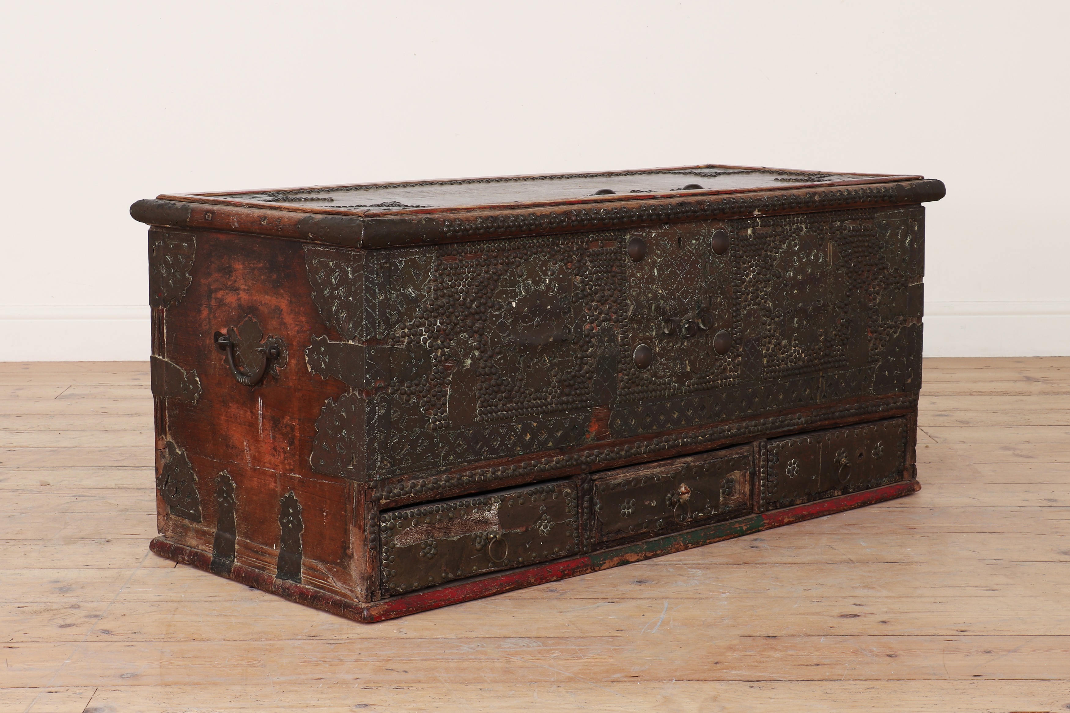 Lot 125 An Omani hardwood chest,