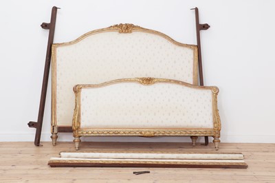 Lot 33 - A Louis XVI-style painted and parcel-gilt double bed
