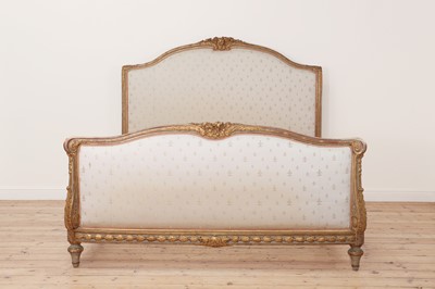 Lot 33 - A Louis XVI-style painted and parcel-gilt double bed
