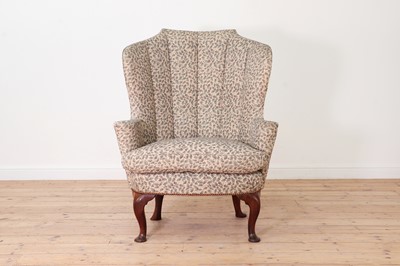 Lot 380 - A George II-style barrel-back armchair