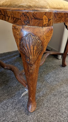Lot 383 - A pair of walnut marquetry side chairs