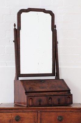 Lot 381 - A Queen Anne walnut dressing bureau and mirror