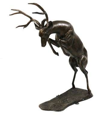 Lot 202 - A large metal leaping stag