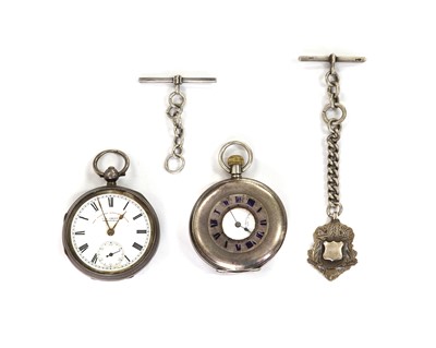 Lot 288 - A sterling silver side wind half hunter pocket watch