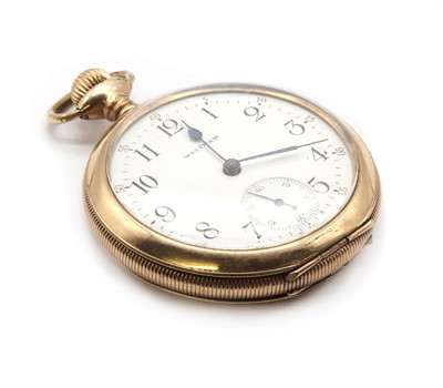 Lot 354 - A rolled gold Waltham top wind open faced pocket watch