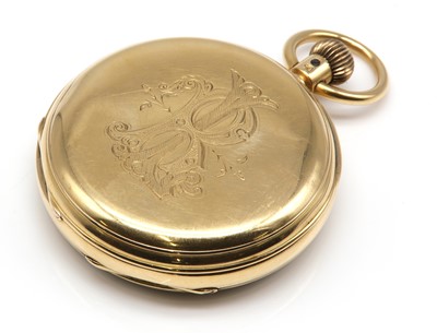 Lot 547 - An 18ct gold lever set open faced chronograph pocket watch