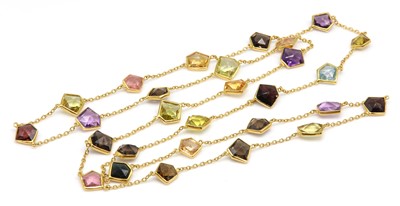 Lot 514 - An assorted gemstone set long chain