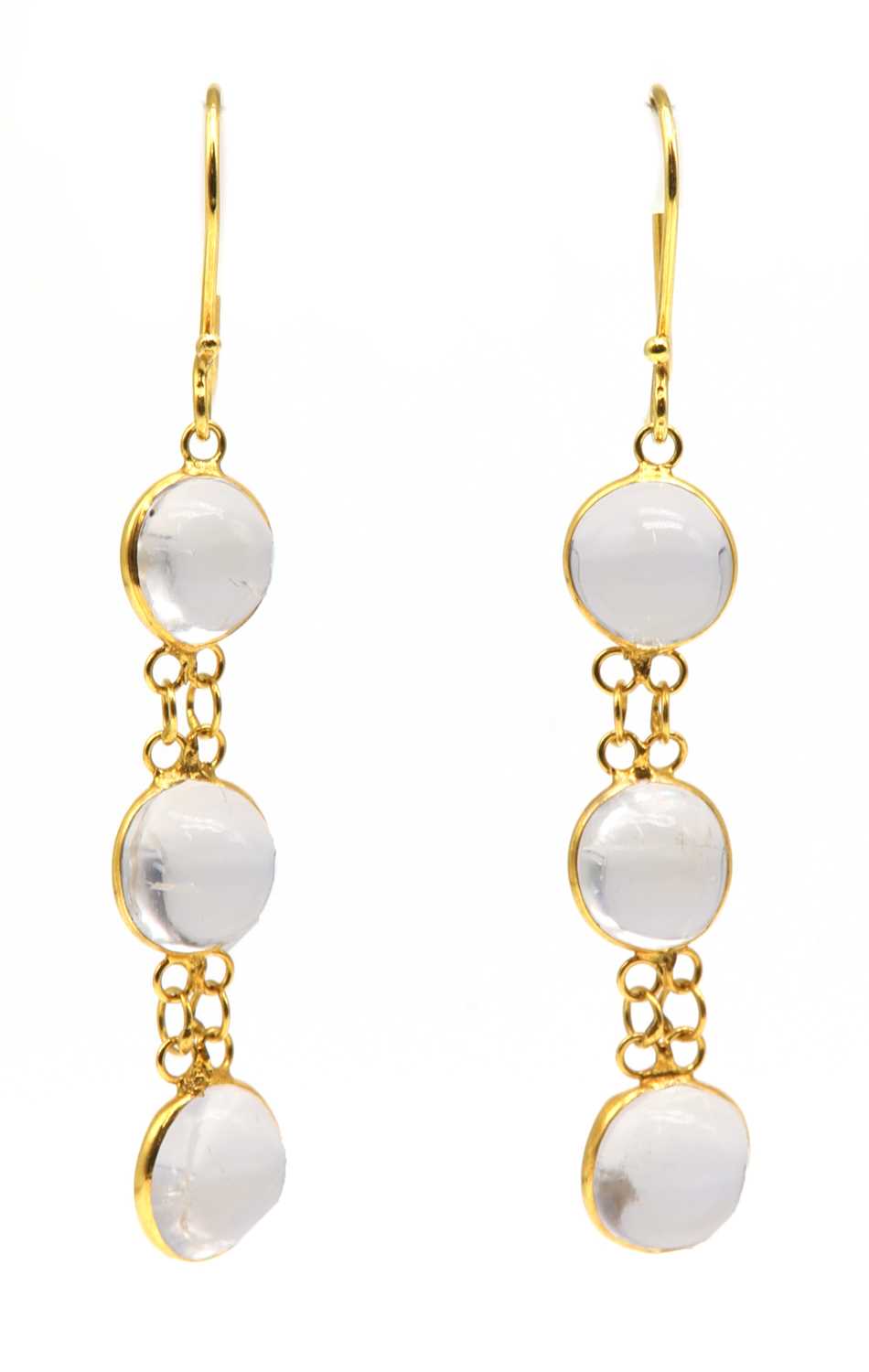 Lot 119 - A pair of moonstone drop earrings