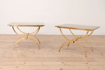 Lot 161 - A pair of brass low side tables