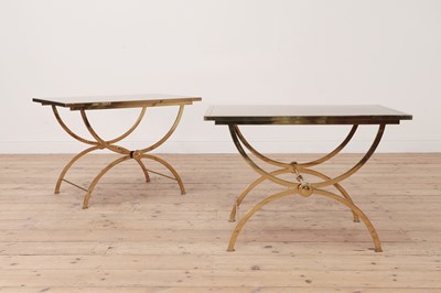 Lot 161 - A pair of brass low side tables